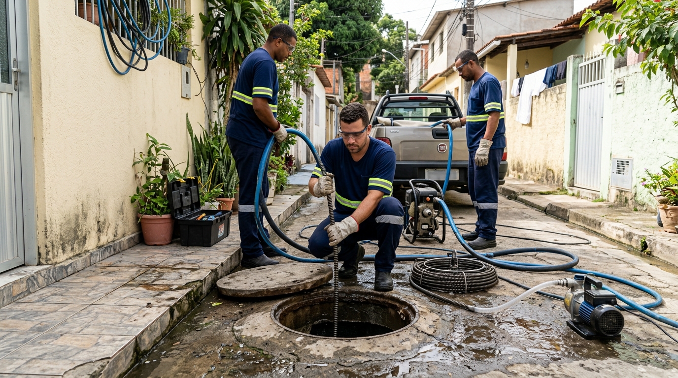 Desentupimento de esgoto com hidrojateamento em Londrina-PR