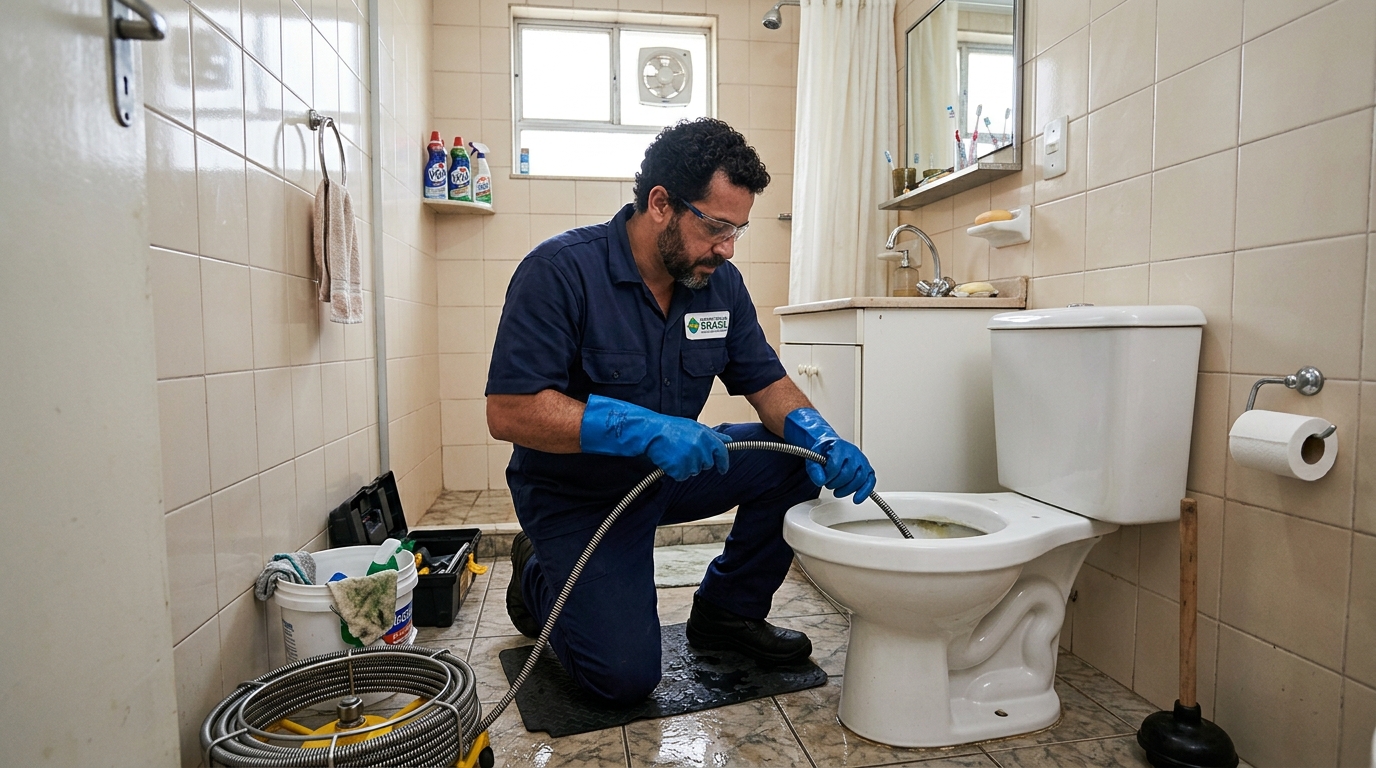 Desentupimento de vaso com equipamento em Londrina-PR