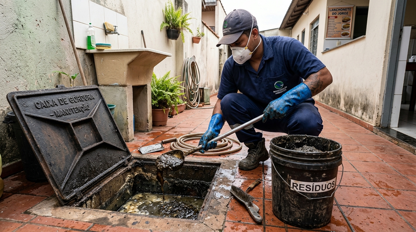 Remoção de lodo de caixa de gordura em Londrina-PR